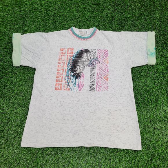 Vintage 90s Native-American Shirt Womens XL 23x26 War-Bonnet - Picture 1 of 12